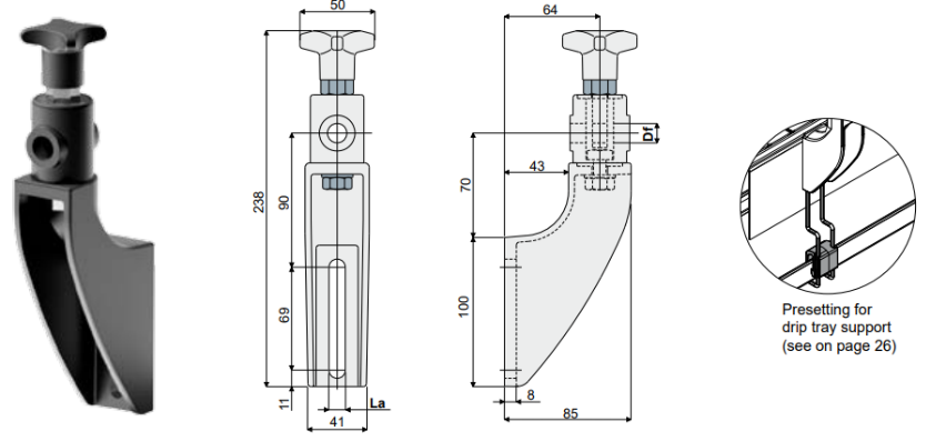 Guide Rail Bracket (With Adjustable Head)